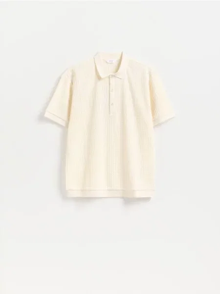 Reserved Tricou polo comfort fit din structurat crem