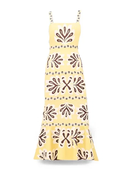 Rochie midi Alexis cu imagine galben