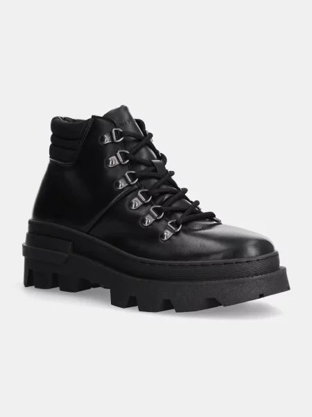 Nízké kozačky GARMENT PROJECT Nelly Lace-Up na platformě černá