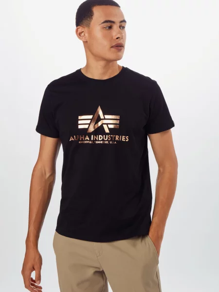 ALPHA INDUSTRIES Tričko zlatá čierna