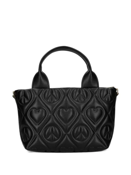Ватиран шопинг чанта Love Moschino със сърца черно
