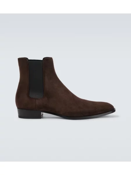 Botine chelsea Saint Laurent din piele de căprioară maro