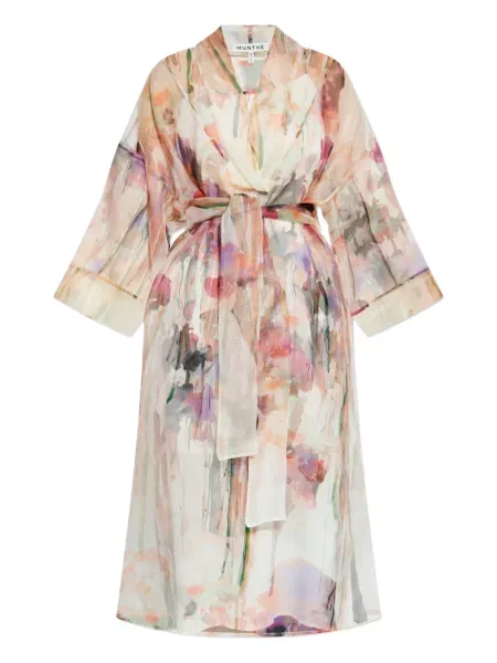 Przezroczysty płaszcz Munthe w kwiatki z nadrukiem