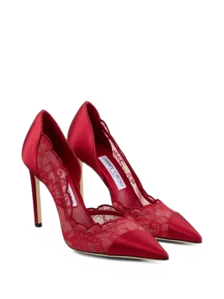 Pantofi cu toc Jimmy Choo din dantelă roșu