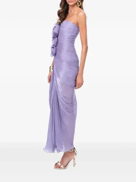 Rochie maxi Ana Radu cu model floral cu volane violet