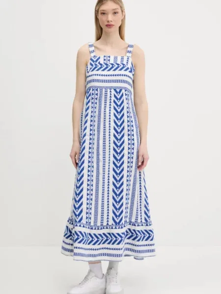Superdry rochie maxi evazati alb