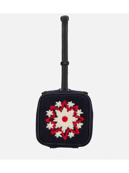 Geantă plic Moncler cu broderie din piele albastru