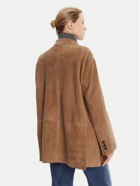 Weekend Max Mara Usnjena jakna Rolanda Oversize rjava