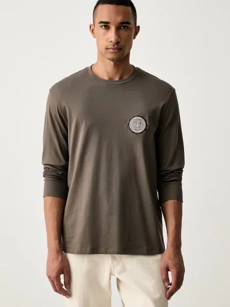 Tricou cu mânecă lungă Armani Exchange bej
