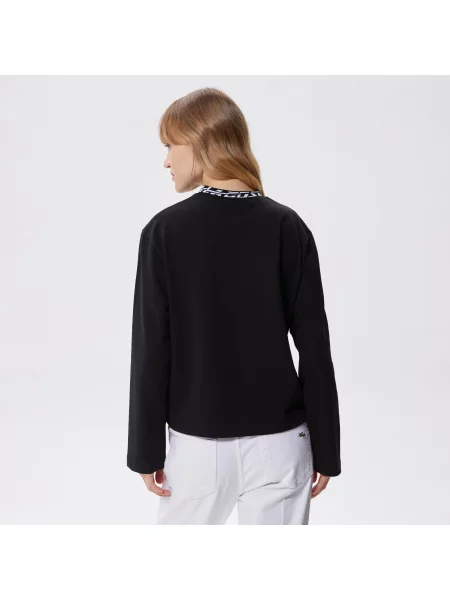 Lacoste T-Shirt Z Okrągłym Dekoltem Z Długim Rękawem Z Nadrukiem Oversize czarny