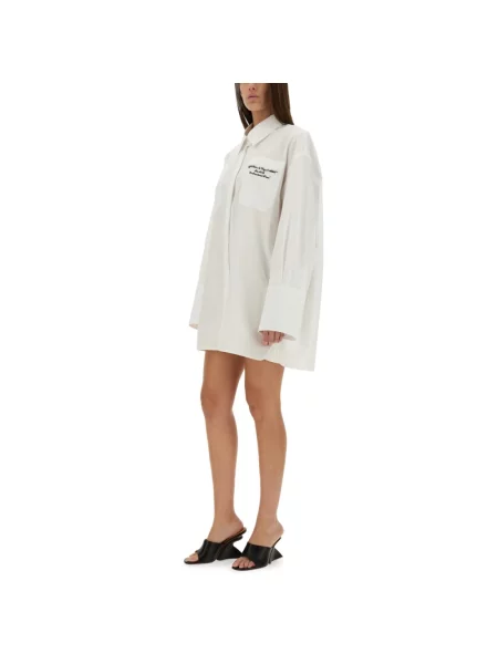 Haftowana sukienka koszulowa Off-white biała