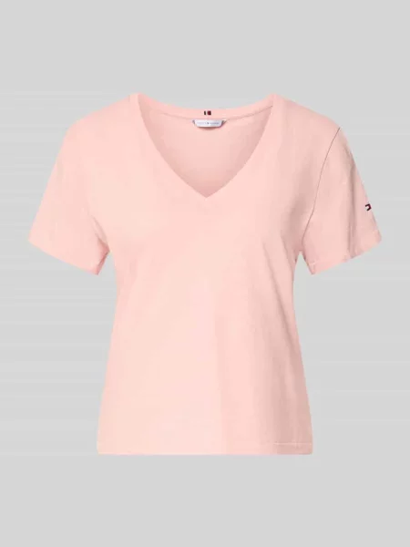 Męski t-shirt w kroju regular fit z mieszanki bawełny i lnu Tommy Hilfiger różowa
