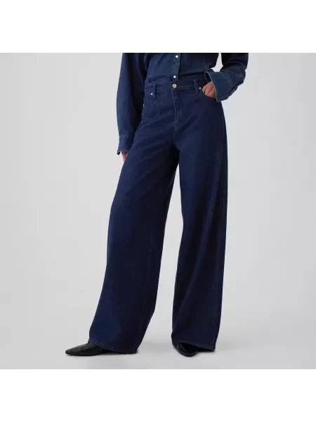 GAP Džíny Mid Rise UltraSoft Baggy modré