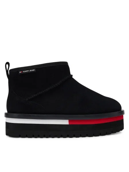 Велурени апрески Tommy Jeans TJW FLATFORM SNOW BOOT SUEDE черно