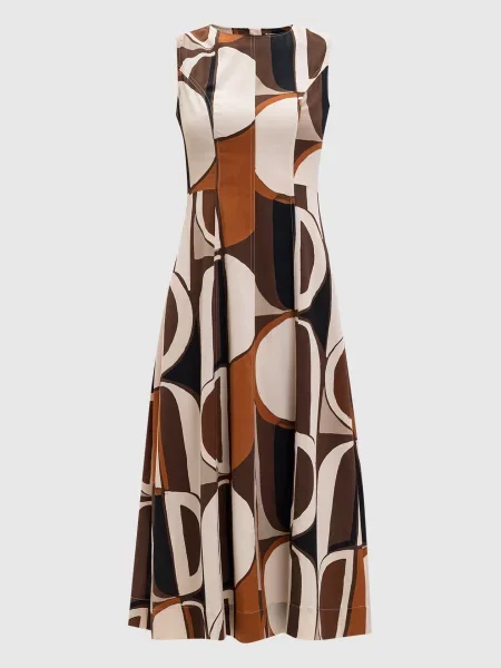 Сукня із шовку в геометричний принт Marco Pescarolo коричнева
