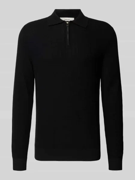 Koszulka polo o kroju oversized z czystej bawełny model ‘CRAN’ Selected Homme czarne