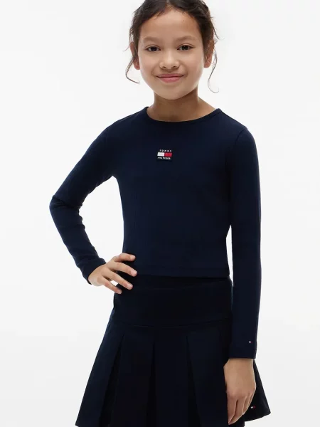 Tommy Hilfiger majica dugih rukava za djecu s pamukom plava