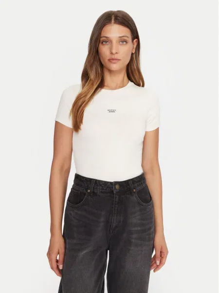 Тениска Guess Jeans дамска бежово