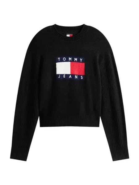 Sveter Tommy Jeans so slieňovým vzorom čierna