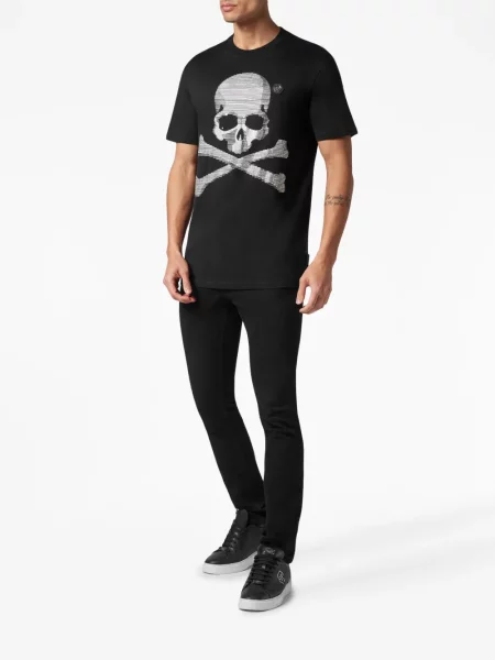 Raštuotas trumpas marškinėliai Philipp Plein juoda