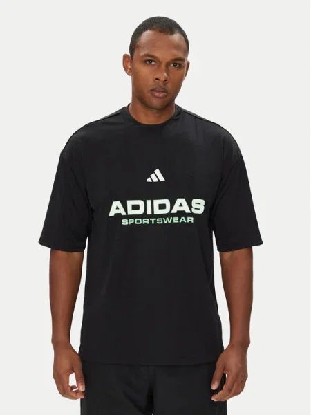 Adidas Póló Common Goal Fekete Loose Fit fehér
