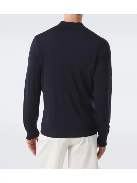 Tricou polo Canali de lână albastru