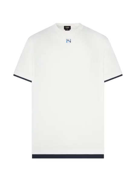 Tricou Fendi cu broderie alb