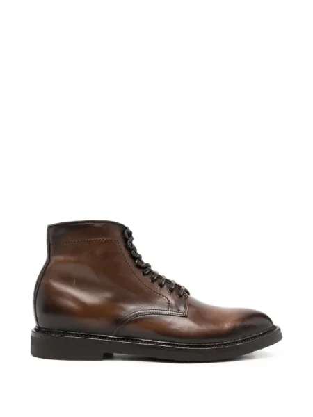 Botine Officine Creative cu șireturi din piele maro