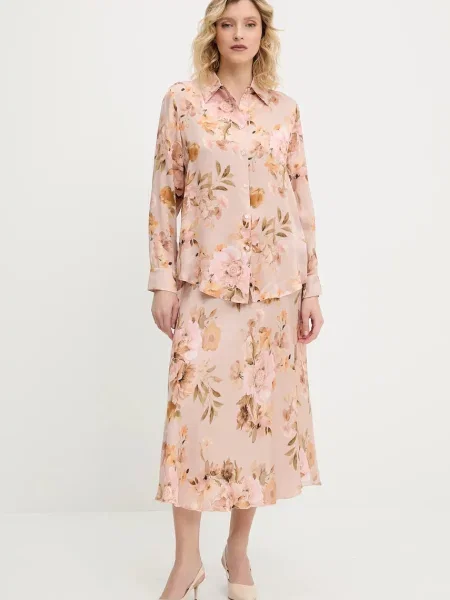 Юбка миди Answear Lab клеш розовая