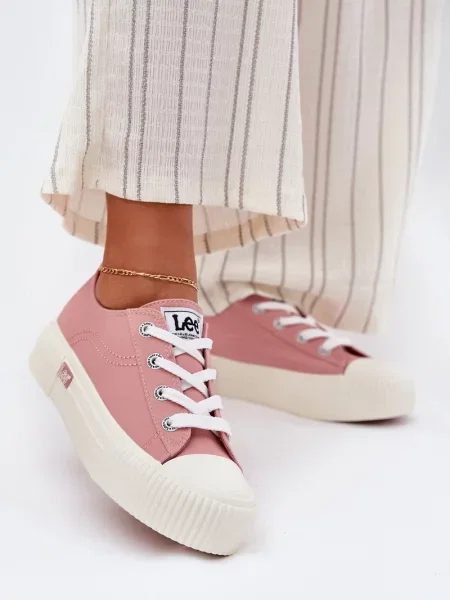Plátěnky Lee na platformě růžové
