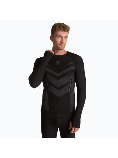 Termo mikina OneTeam ACHILL BAMBOO THERMO LIGHT PLUS bezešvá black černá