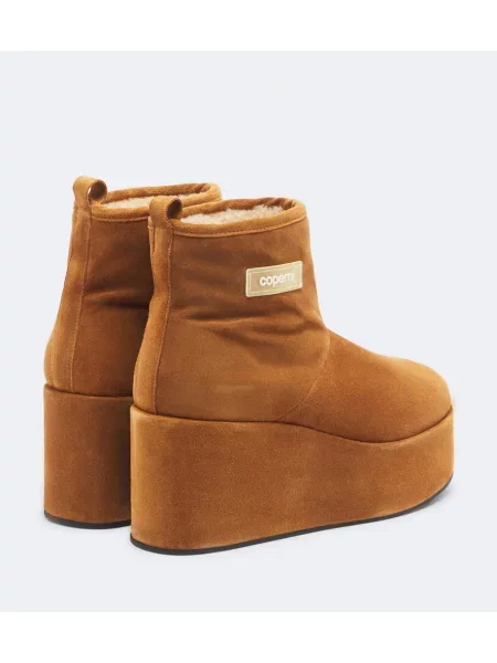 Botine Coperni din piele de căprioară cu pană maro