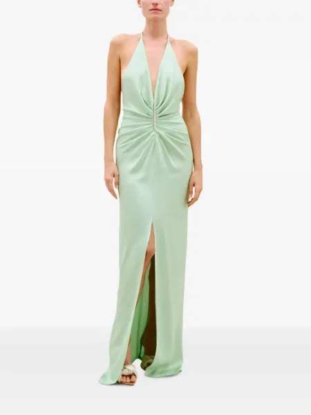 Rochie maxi Silvia Tcherassi cu gât halter verde