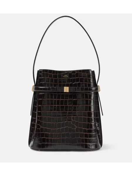 Usnjena bucket torba Toteme zelena