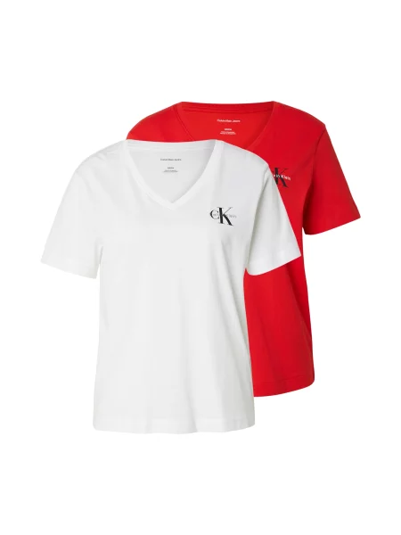 Calvin Klein Jeans Tricou roșu deschis / negru alb