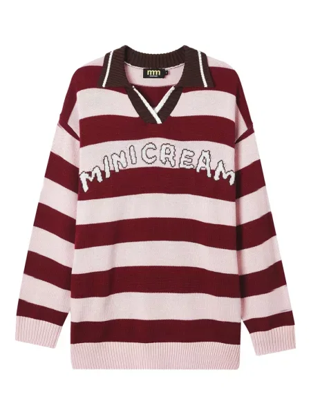 Mały mały sweter Mini Cream w paski różowy
