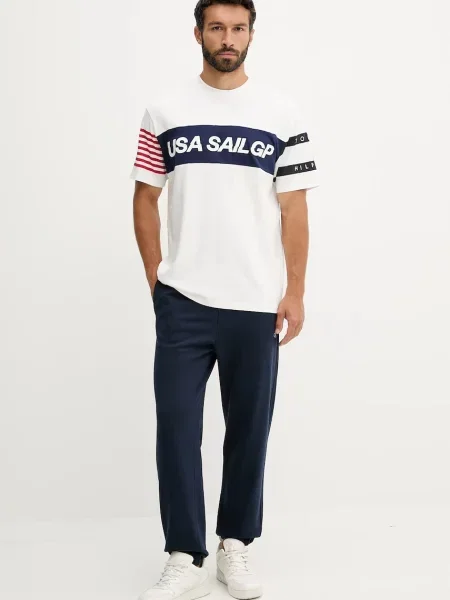 Tommy Hilfiger t-shirt x SAIL GP z nadrukiem beżowy