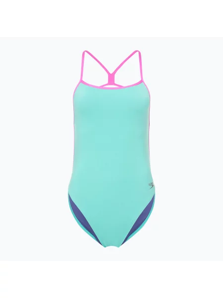 Jednodílné plavky Speedo Solid Vback arctic glass modré