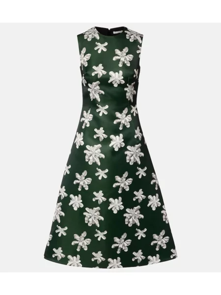 Rochie midi Emilia Wickstead cu model floral până la genunchi de costum verde