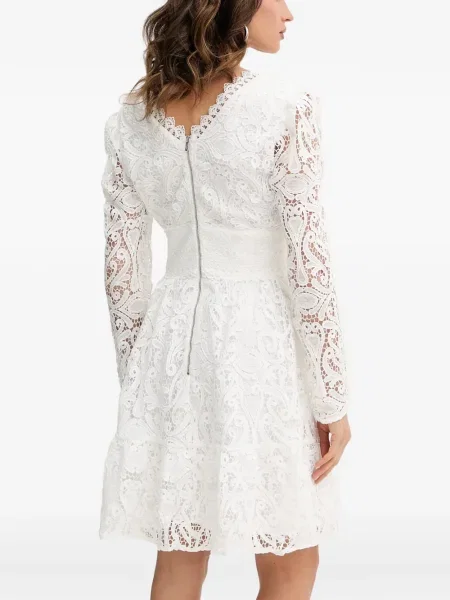 Rochie mini Morgan cu decolteu în V din dantelă de costum alb