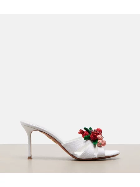 Papuci tip mules Aquazzura alb