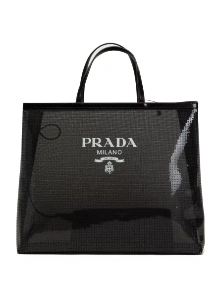 Torebka Prada z cekinami z siateczki czarna
