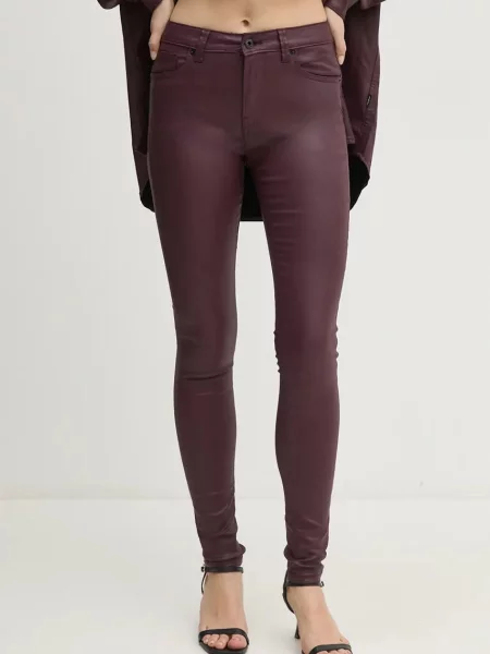 Hlače Pepe Jeans SKINNY JEANS MW bordo