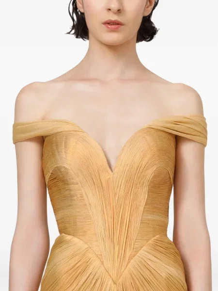 Rochie Iris Serban plisată de costum galben