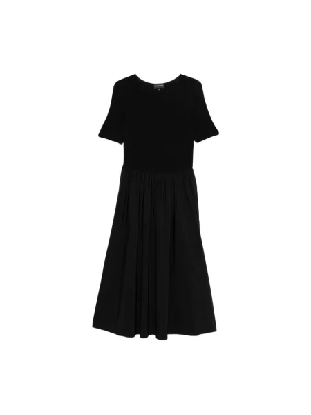 Długa sukienka maxi Emporio Armani z krótkim rękawem z dżerseju czarna