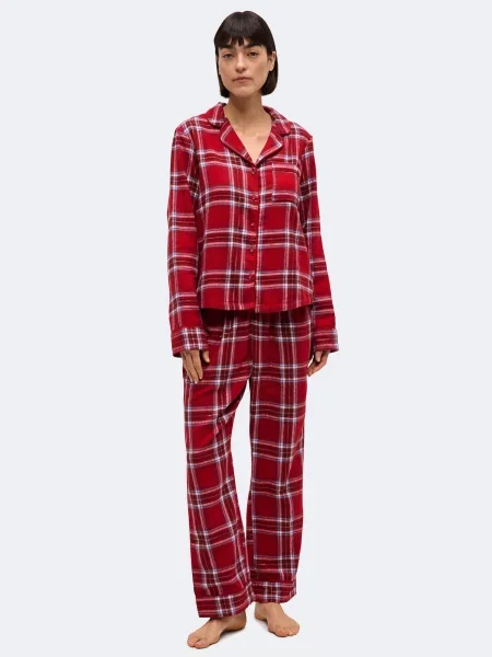 Hunkemöller Pyžamo červená / čierna biela