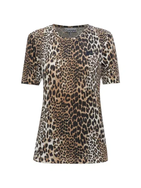 Tricou Ganni cu imagine cu model leopard