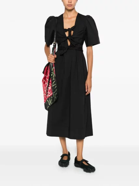 Rochie midi Ganni din satin negru