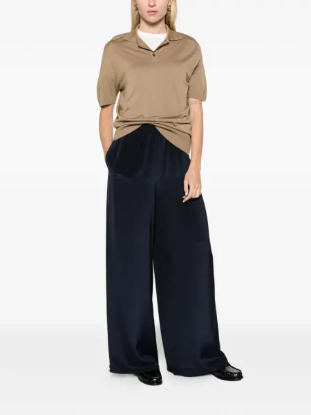 Pantaloni Max Mara de mătase albastru