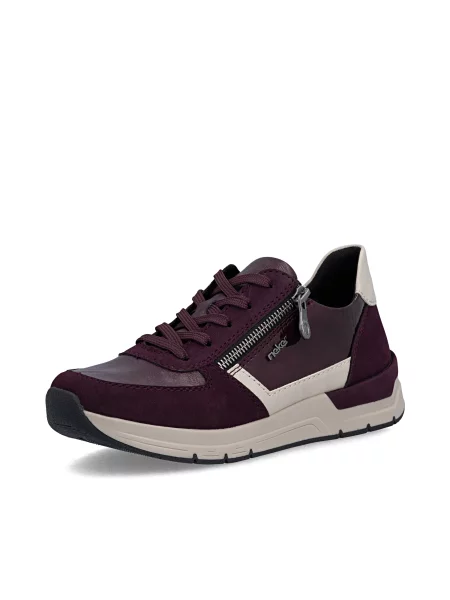 Rieker Pantofi cu șireturi sport piatră / roșu burgundy gri